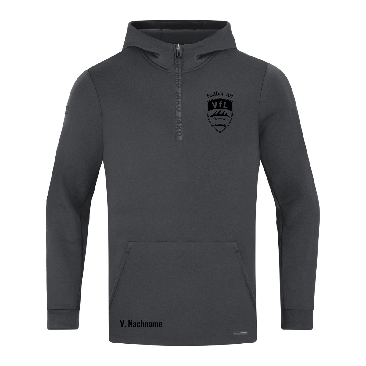 JAKO ZipHoodie Pro Casual aschgrau (inkl. Bedruckung) - VfL Pfullingen AH
