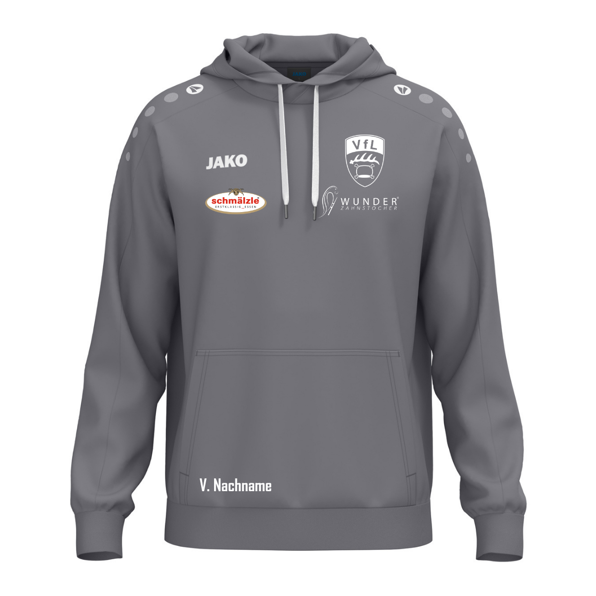 JAKO Kapuzensweat One Grau (inkl. Bedruckung) - VfL Pfullingen Jugendtrainer