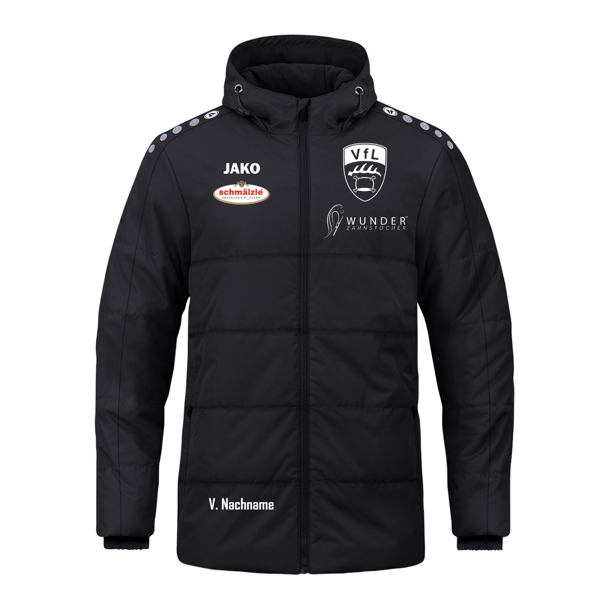 JAKO Coachjacke One mit Kapuze Schwarz (inkl. Bedruckung) - VfL Pfullingen Jugend